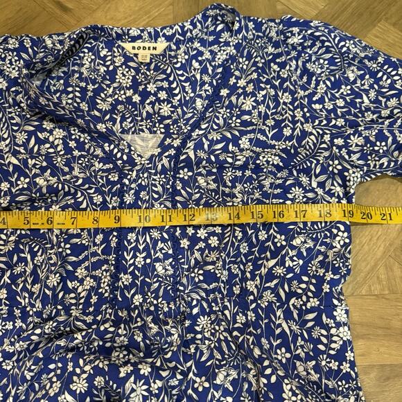 Boden Trim Detail Midi Dress Jersey Blue Floral Women’s Size 10 Regular - Picture 9 of 13